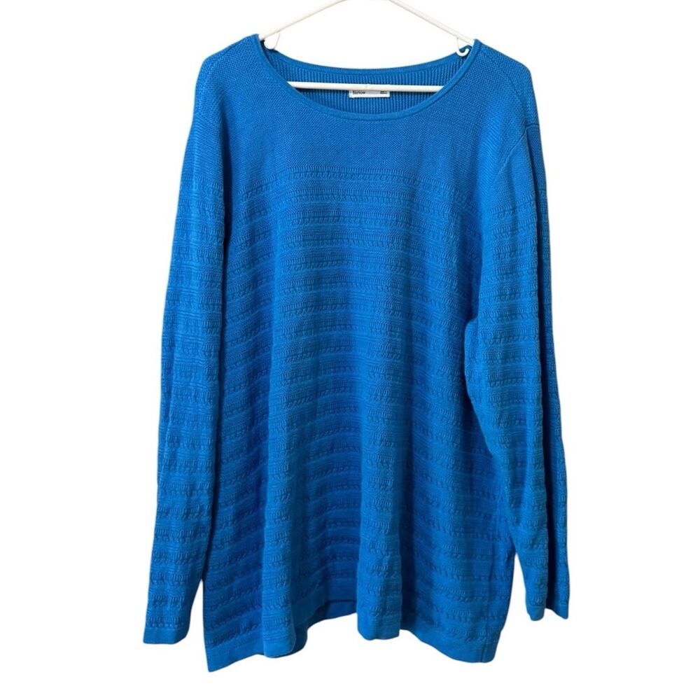 Croft & Borrow Women Size 2X Long Sleeve Knit Lightweight Sweater Casual Blue